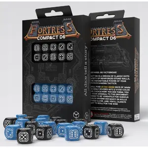 Dice set Q-Workshop compact D6 Forteca — black and blue
