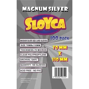 Sloyca sleeves Magnum Silver 70×110 mm pack of 100 — archival protective card sleeves