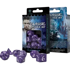 Q-Workshop dice set classic Lavender-White – Q-Workshop 108891, multi-sided tabletop gaming dice