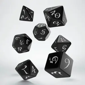 Q-Workshop Classic Dice Set – black and white, themed tabletop polyhedral dice