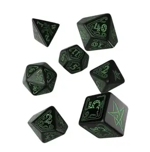 Dice set Q-Workshop Call of Cthulhu — black and green, 7 pcs, 60 g, boxed