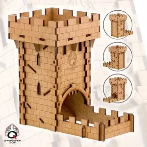 Dice tower Q-Workshop Wieża do kości — Q-Workshop model 25201, wooden tabletop dice tower