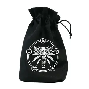 Dice pouch Q-Workshop Geralt — The Witcher, School of the Wolf, 95×135 mm, black/white