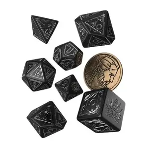 Dice set Q-Workshop Witcher — 8-piece black and silver roleplaying dice in box