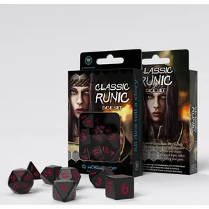 Role-playing Dice Set Q-Workshop Komplet Kości Klasyczno Runicznych — black and red