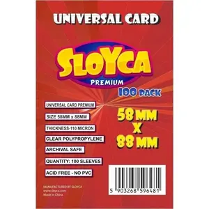 Card sleeve Sloyca Universal Card Premium 58x88mm (100 pcs) — protective sleeves for standard trading cards