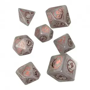 Dice set Q-Workshop SDRA09 — plastic, copper transparent finish, 7 pieces