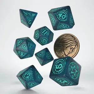 Q-Workshop polyhedral dice set The Witcher — Yennefer (7 dice, metal coin)