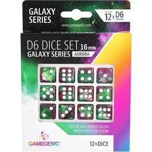D6 Dice Set 16 mm, Gamegenic Galaxy Series Aurora — polyhedral gaming dice set
