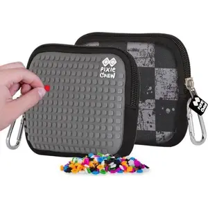 Toiletry Bag PIXIE PIXIE CREW PXA-08-15 — zip pouch, checkerboard gray panel