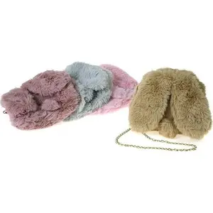 Plush rabbit shoulder bag Adar — soft toy purse with long ears, mixed colors