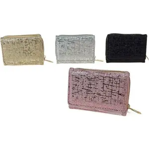 Leather-look shiny zip clutch, Adar, model MIX — zip closure, compact document and accessory holder