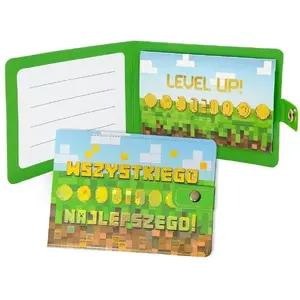 Wallet KUKARTKA Portfelik Wszystkiego najlepszego piksele — greeting-card style wallet, printed design