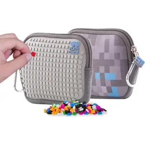 Toiletry Bag PIXIE PXA-08-68 by PIXIE — zip pouch, gray check panel, compact cosmetic case