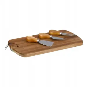 Cheese serving set ALPINA wooden board 32×17.5 cm with 3 knives