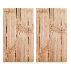 Kitchen cutting board ZELLER 26277 — rectangular glass and silicone on wood base, 300×520 mm, set of 2