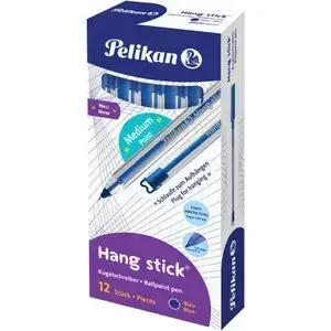 Ballpoint pen Pelikan 820813 Blue Stick — blue ink, transparent barrel, pack of 12