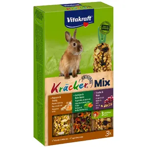 Лакомство для грызунов Vitakraft 25087 — для кроликов, упаковка 3×160 г, вкусы: виноград, попкорн, овощной