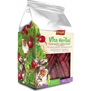 Жевательные веточки для грызунов и кроликов Vitapol Vita Herbal — лещина с свеклой, 50 г (4 шт.)
