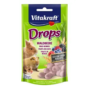 Лакомство Vitakraft Drops Waldbeeren 75 г — лесные ягоды для морской свинки, мыши, кролика, крысы