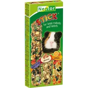 Nestor 3-in-1 Treat Stick for Large Rodents and Rabbits — Rowan & Currant, Almond, Orange, 175 g