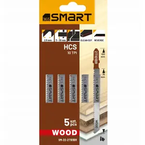 Jigsaw Blade Smart 10 TPI Reverse Tooth for Wood, 5 pcs