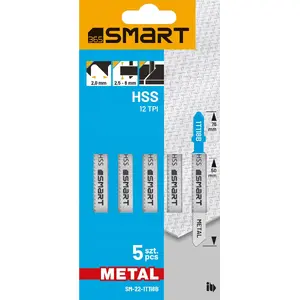 Jigsaw Blade Set Smart 12 TPI HSS for Metal, 5 pcs