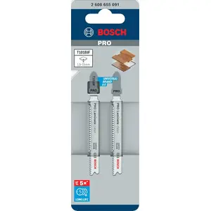 Jigsaw Blade Bosch T101BIF 83 mm, T‑Shank, Clean for Laminate, 5 pcs