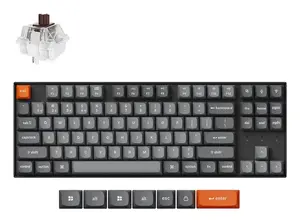 Механическая клавиатура Keychron K8 Max QMK — 80% (87 клавиш), USB + RF Wireless + Bluetooth, RGB, чёрно‑серый