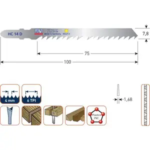 WILPU zāģa asmeņi kokam un plastikam, 5 gab., modelis HC 14 D