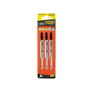 Jigsaw Blades MODECO T-shank 100 x 4 mm for Wood and PVC, Fast Cutting, Pack of 3 (MN-65-193)
