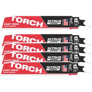 Полотна для сабельной пилы MILWAUKEE TCT TORCH NITRUS 150 мм, 10 TPI, набор 5 шт.