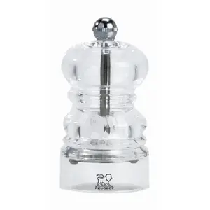Salt mill PEUGEOT Nancy Transparent acrylic body, stainless steel mechanism, 90 mm height