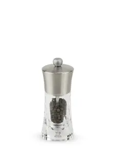 Pepper grinder PEUGEOT Ouessant, transparent acrylic body, steel mechanism, 140 mm