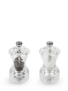 Salt & pepper grinder set PEUGEOT Bistro, transparent acrylic housing, 100 mm height