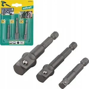 Socket Adapter Set Wolfcraft WF8797000 — 3 adapters for 1/2", 3/8", 1/4" sockets with hex shank