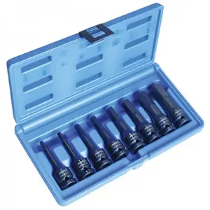 Socket bit set Asta 1/2" impact hex long H5–H19 8 pcs (A-1MHEX8)