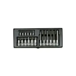Socket bit set Proxxon PR23100 — hex (Allen) H2–H14, 1/4" & 1/2" drive, 18 pcs, short and long