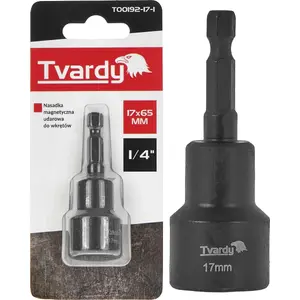 Impact Magnetic Screwdriver Bit Socket Tvardy 17 mm x 65 mm 1/4" for screws