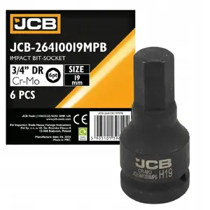 Impact Socket Bit 3/4" 19mm 6-point for Drive Tools JCB
