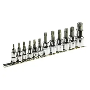 Socket Bit Set Topex 39D342 — Torx T10–T60, 12 pcs, 1/4", 3/8", 1/2" drive