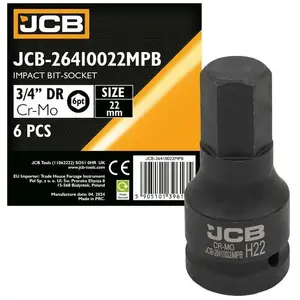 Impact Socket Bit JCB 3/4" 22 mm 6-point