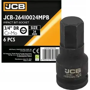 Impact Socket Bit JCB 3/4" 24 mm 6‑point