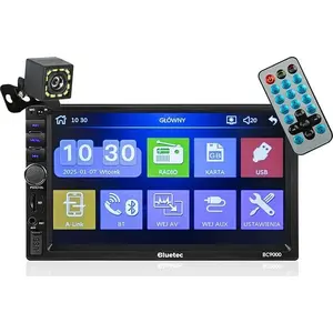 2DIN Car Radio GrizzGlass BLUETEC BC9000 with 7" Display and Rear Camera