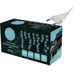 String Light Garland No name ML51Z — 60 LEDs, icicle design, cool white with flash