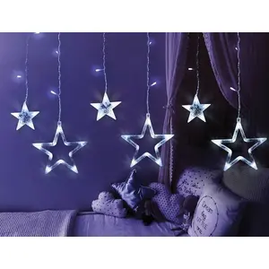 Gaismas aizkars No name ML48Z — 138 LED, zvaigznītes, vēsi balta gaisma