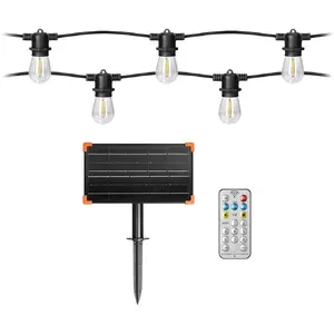 Solar string lights ORNO LG-4/10M/E27/3 — 10 m, 10 E27 sockets, 10× LED 0.1W 3000K (plus 1 spare bulb)