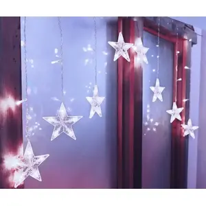 Light curtain 136 LED, star-shaped lights, cool white – No name ML49Z