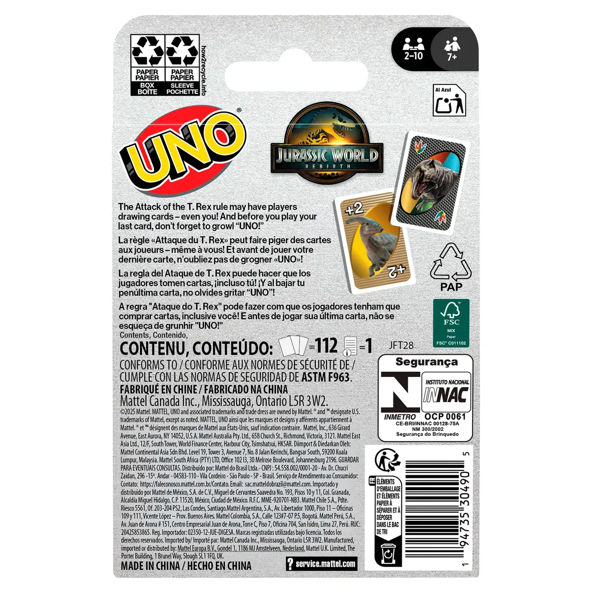 Карточная игра MATTEL UNO Jurassic World Rebirth Photo 6