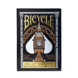 Kāršu komplekts Bicycle ARCHITECTURAL WONDERS OF THE WORLD — 56 kārtis, melni/zelta, 65×92 mm, 4+